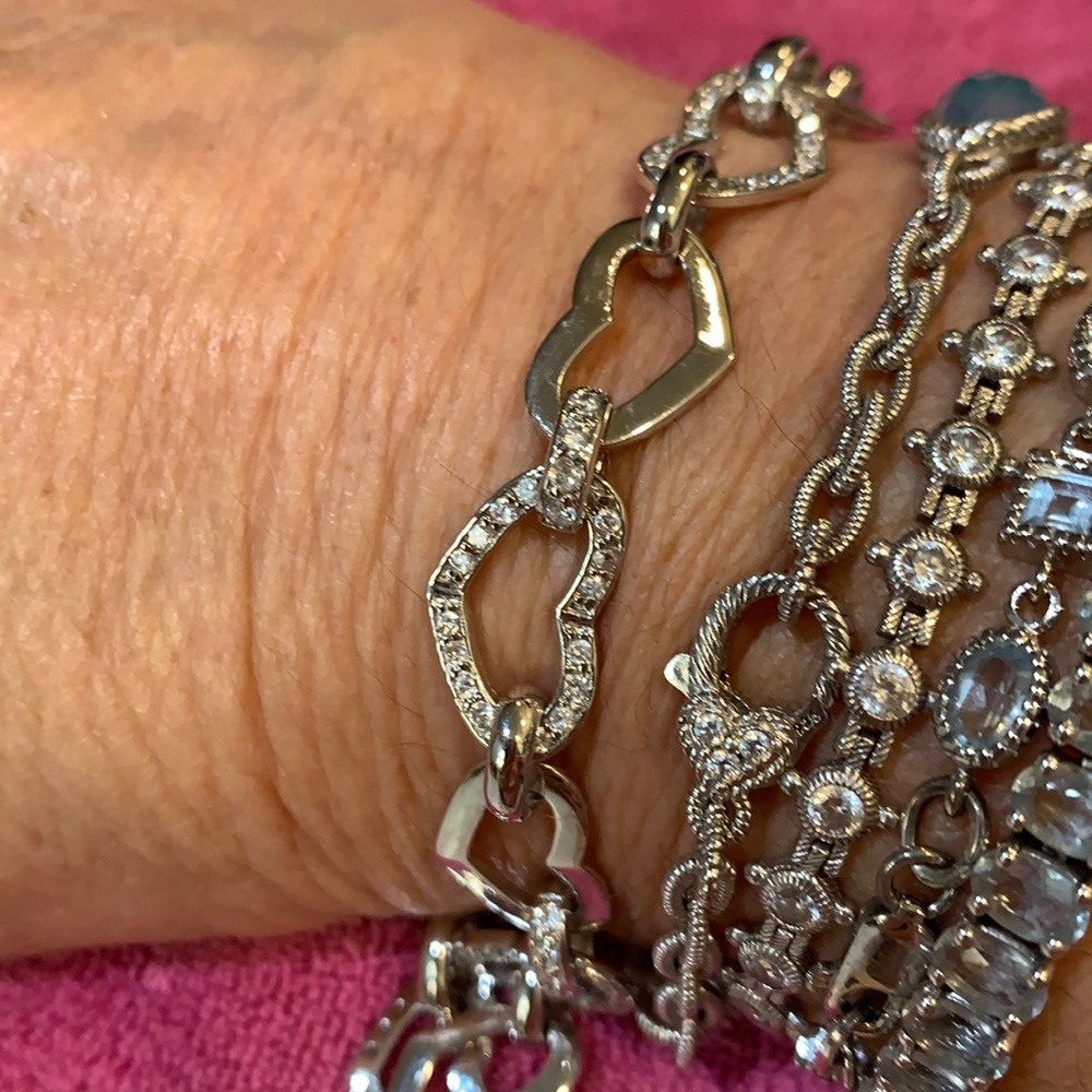 Sterling Silver CZ Heart Bracelet like new